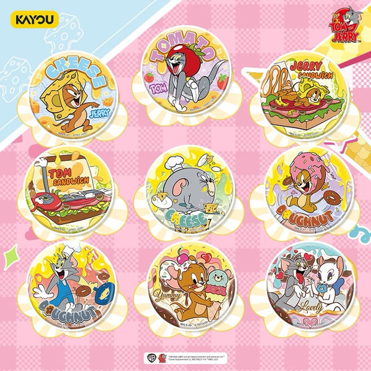 卡游 貓和老鼠馬口鐵徽章系列萌趣拍檔 官方正版周邊吧唧穀子胸章(一整盒內含6個)