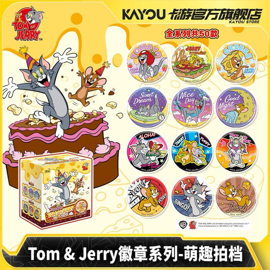 卡游 貓和老鼠馬口鐵徽章系列萌趣拍檔 官方正版周邊吧唧穀子胸章（一整盒內含6個）