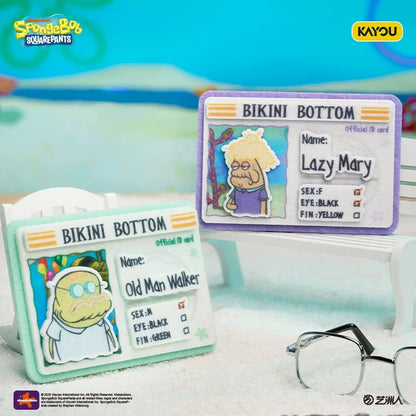 KAYOU SpongeBob Bikini Bottom - Mermaid Man & Barnacle Boy Identity Card Series Felt Badges | Official Authentic Merchandise One Full Box (Including 8 Mini Boxes)