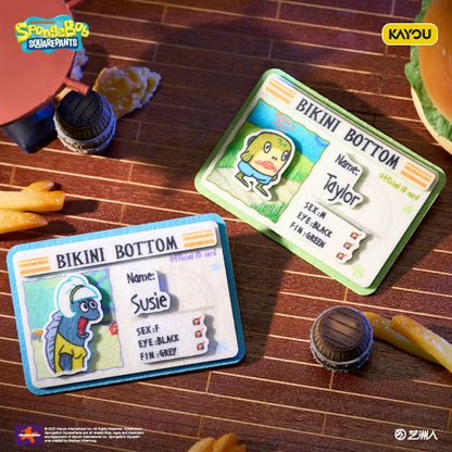 KAYOU SpongeBob Bikini Bottom - Mermaid Man & Barnacle Boy Identity Card Series Felt Badges | Official Authentic Merchandise One Full Box (Including 8 Mini Boxes)